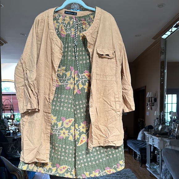 Kantha flowy floral boho festival  pants new w top set jacket xl & under - Picture 1 of 10